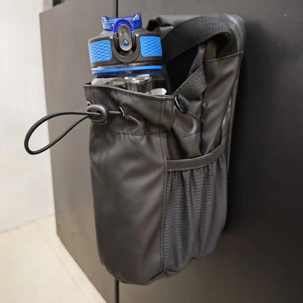 Magnetic Bottle Sleeve Pouch with Phone Pocket Gym Accessories Organizer with Shoulder Strap for Water Bottle Holder