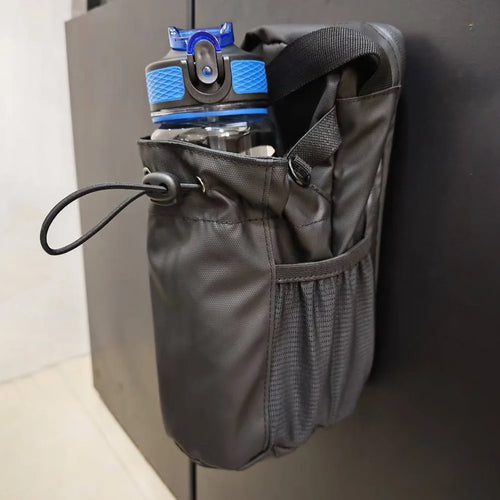 Magnetic Bottle Sleeve Pouch with Phone Pocket Gym Accessories Organizer with Shoulder Strap for Water Bottle Holder